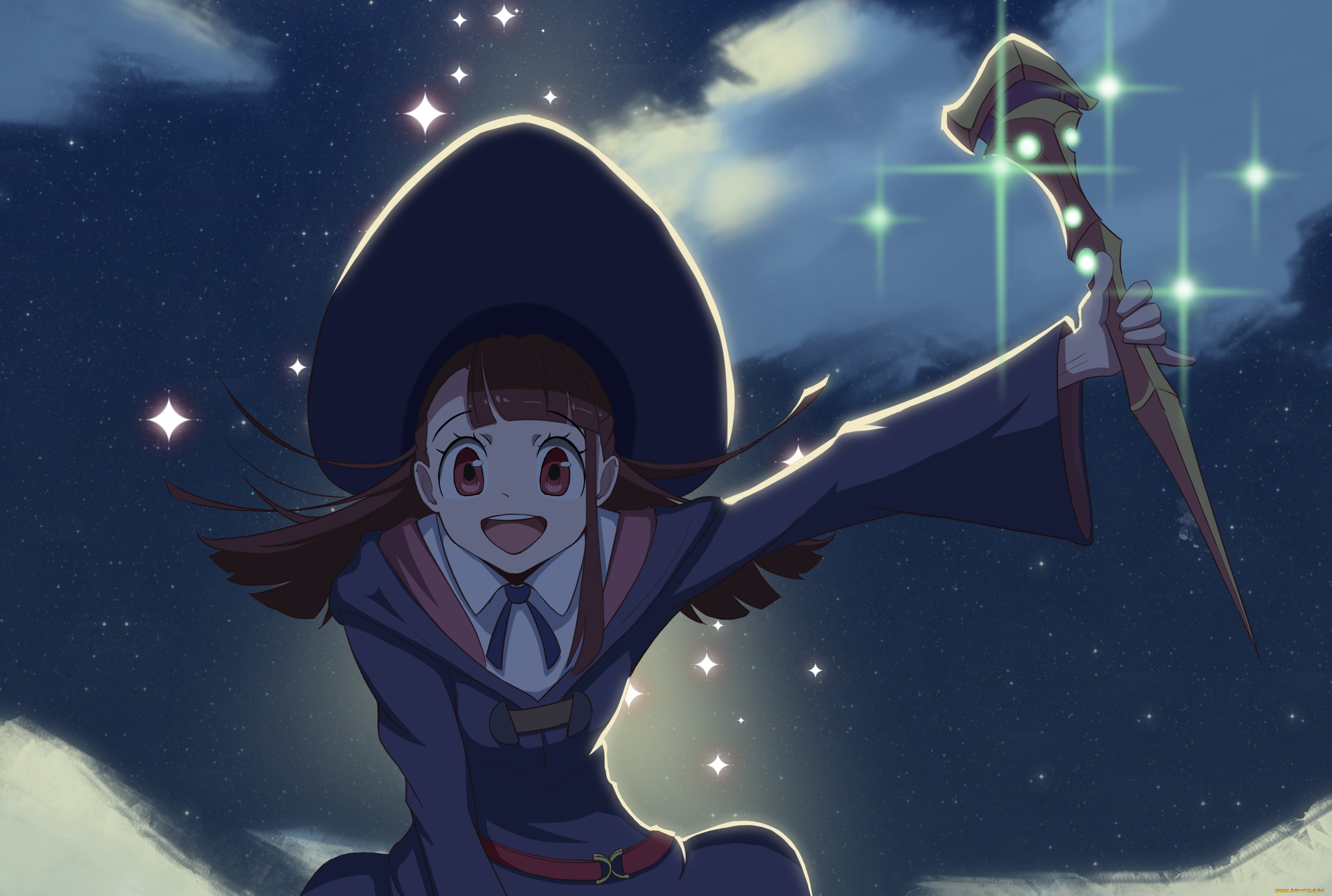 Обои Little Witch Academia Аниме Little Witch Academia, обои для рабочего  стола, фотографии little witch academia, аниме, фон, взгляд, девушка Обои  для рабочего стола, скачать обои картинки заставки на рабочий стол.